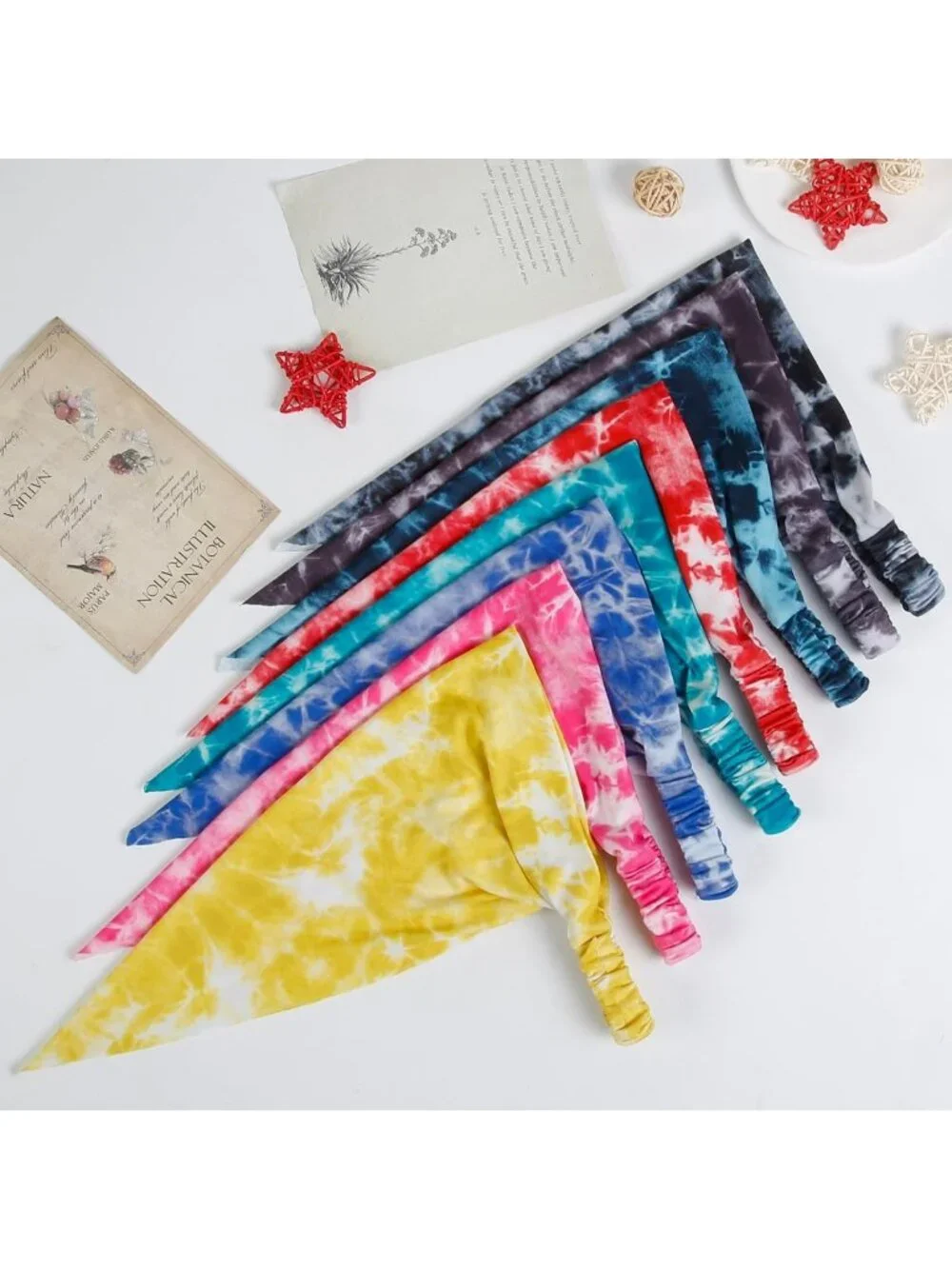 8 Pcs Boho Hair Scarves Headbands for Women & Girls - Non-Slip Elastic Triangle